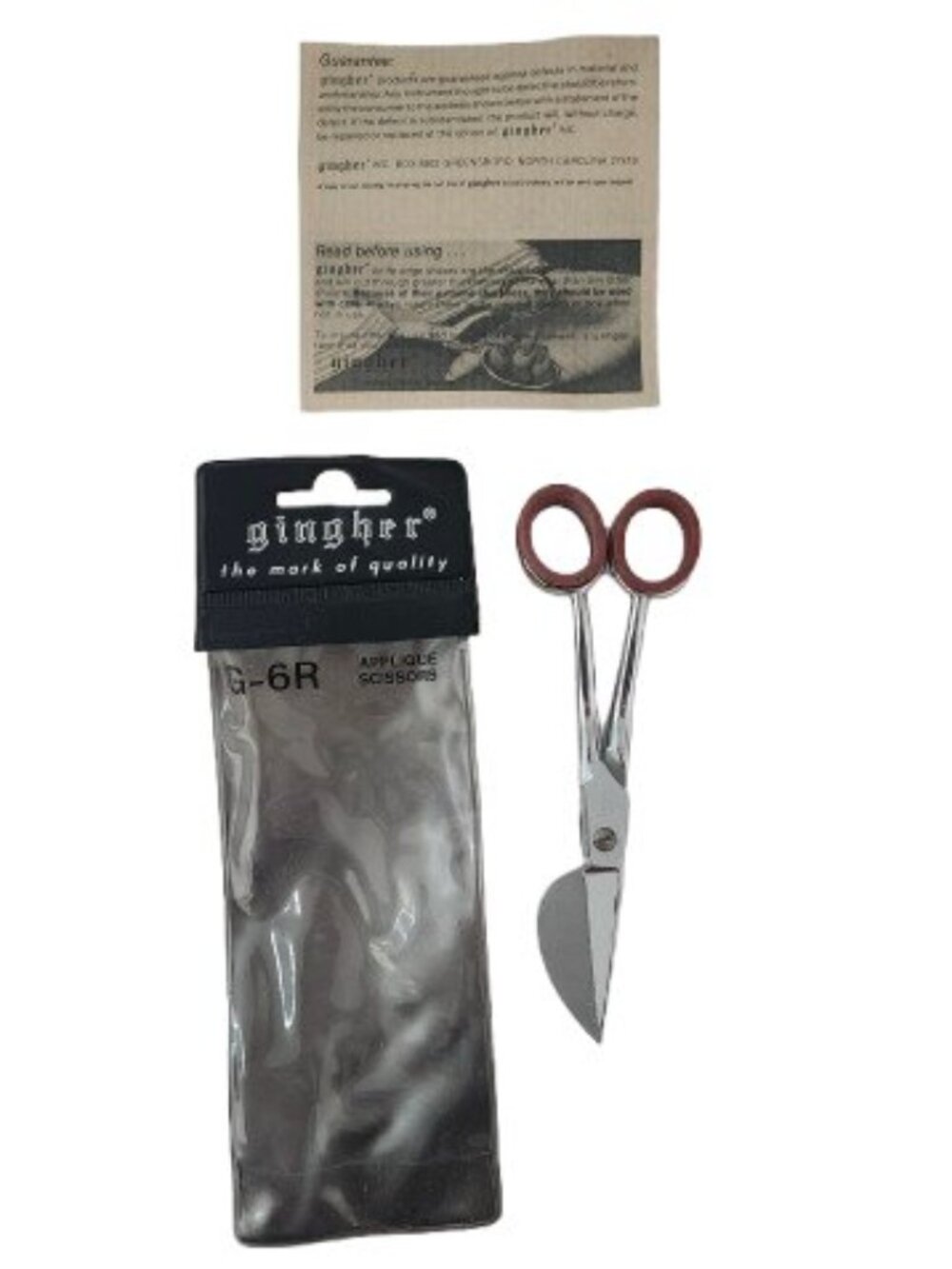 Vintage Gingher Model G-6R Germany Applique Duckbill Scissors 6 In Complete Set